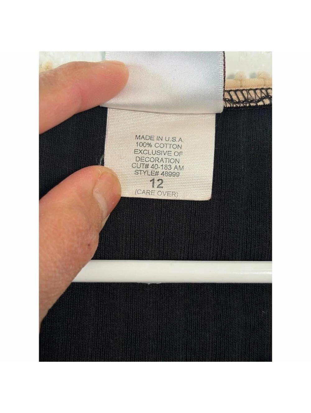 Vintage 90’s Teaze Dress Girl’s Size 12 Black Ivory Trim Ribbed Knit Tie-Back - Picture 4 of 4